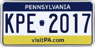 PA license plate KPE2017