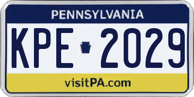 PA license plate KPE2029