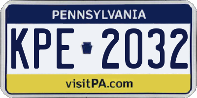 PA license plate KPE2032