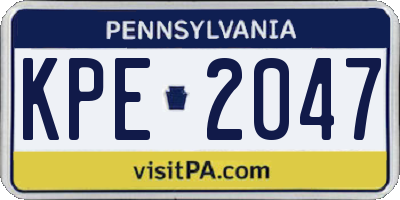 PA license plate KPE2047