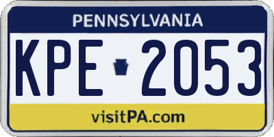 PA license plate KPE2053