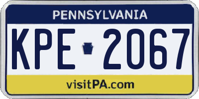 PA license plate KPE2067