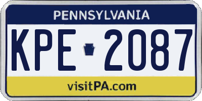 PA license plate KPE2087