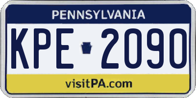 PA license plate KPE2090