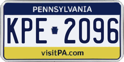 PA license plate KPE2096