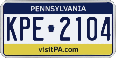 PA license plate KPE2104
