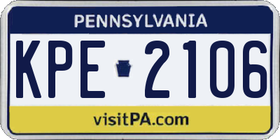 PA license plate KPE2106