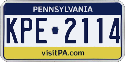 PA license plate KPE2114