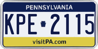 PA license plate KPE2115