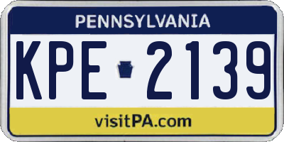 PA license plate KPE2139