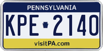 PA license plate KPE2140