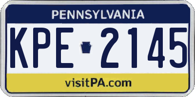 PA license plate KPE2145
