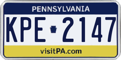 PA license plate KPE2147