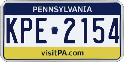 PA license plate KPE2154
