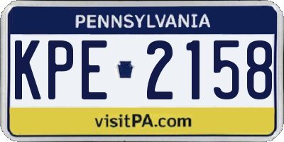 PA license plate KPE2158