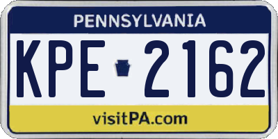 PA license plate KPE2162
