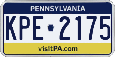 PA license plate KPE2175