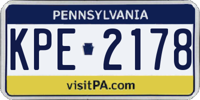 PA license plate KPE2178