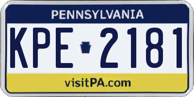 PA license plate KPE2181