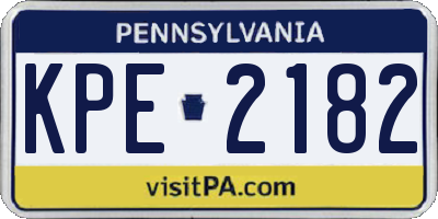 PA license plate KPE2182