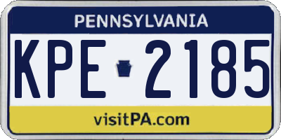 PA license plate KPE2185