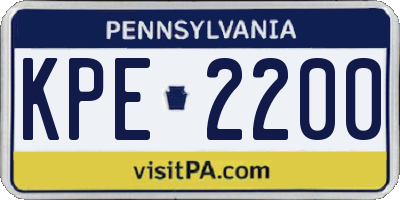 PA license plate KPE2200