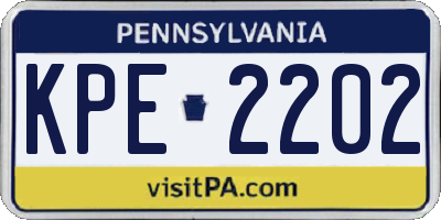 PA license plate KPE2202