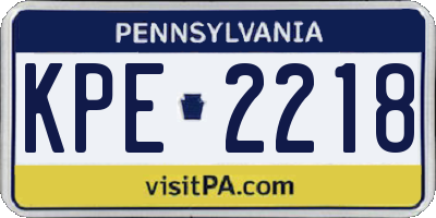 PA license plate KPE2218