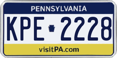 PA license plate KPE2228