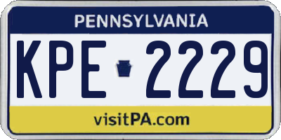 PA license plate KPE2229