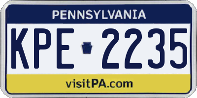 PA license plate KPE2235