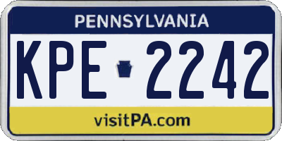 PA license plate KPE2242