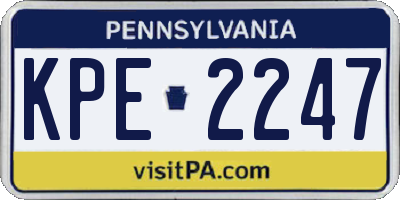 PA license plate KPE2247