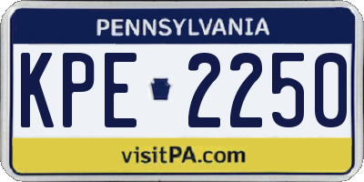 PA license plate KPE2250
