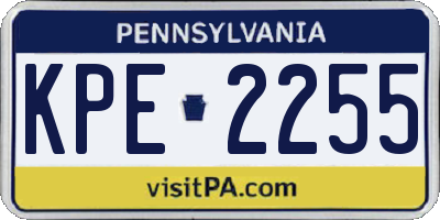 PA license plate KPE2255