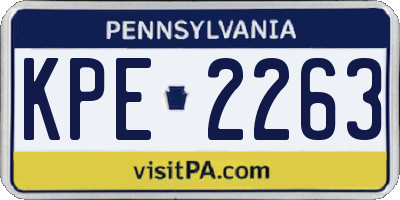 PA license plate KPE2263