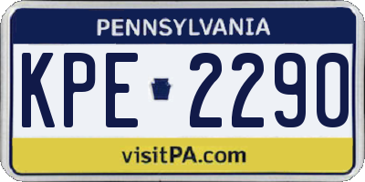 PA license plate KPE2290