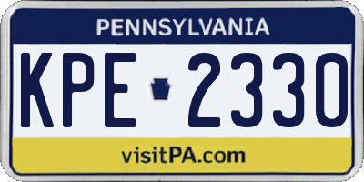 PA license plate KPE2330