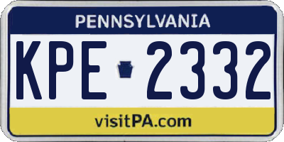 PA license plate KPE2332