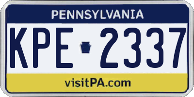 PA license plate KPE2337