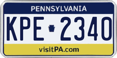 PA license plate KPE2340