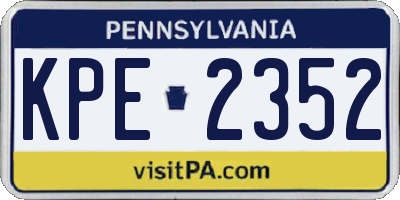 PA license plate KPE2352