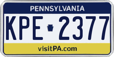 PA license plate KPE2377