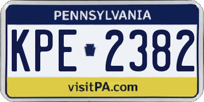 PA license plate KPE2382