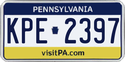 PA license plate KPE2397