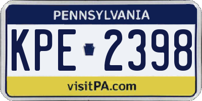 PA license plate KPE2398