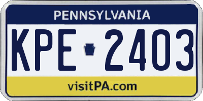 PA license plate KPE2403