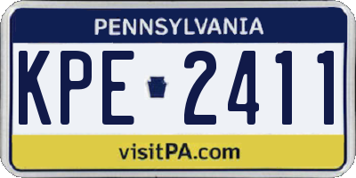 PA license plate KPE2411