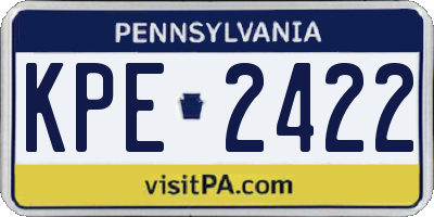 PA license plate KPE2422