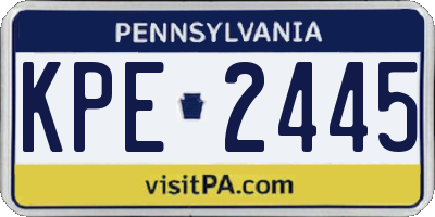 PA license plate KPE2445